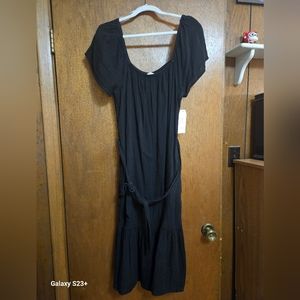 Black Flutter Sleeve Dress